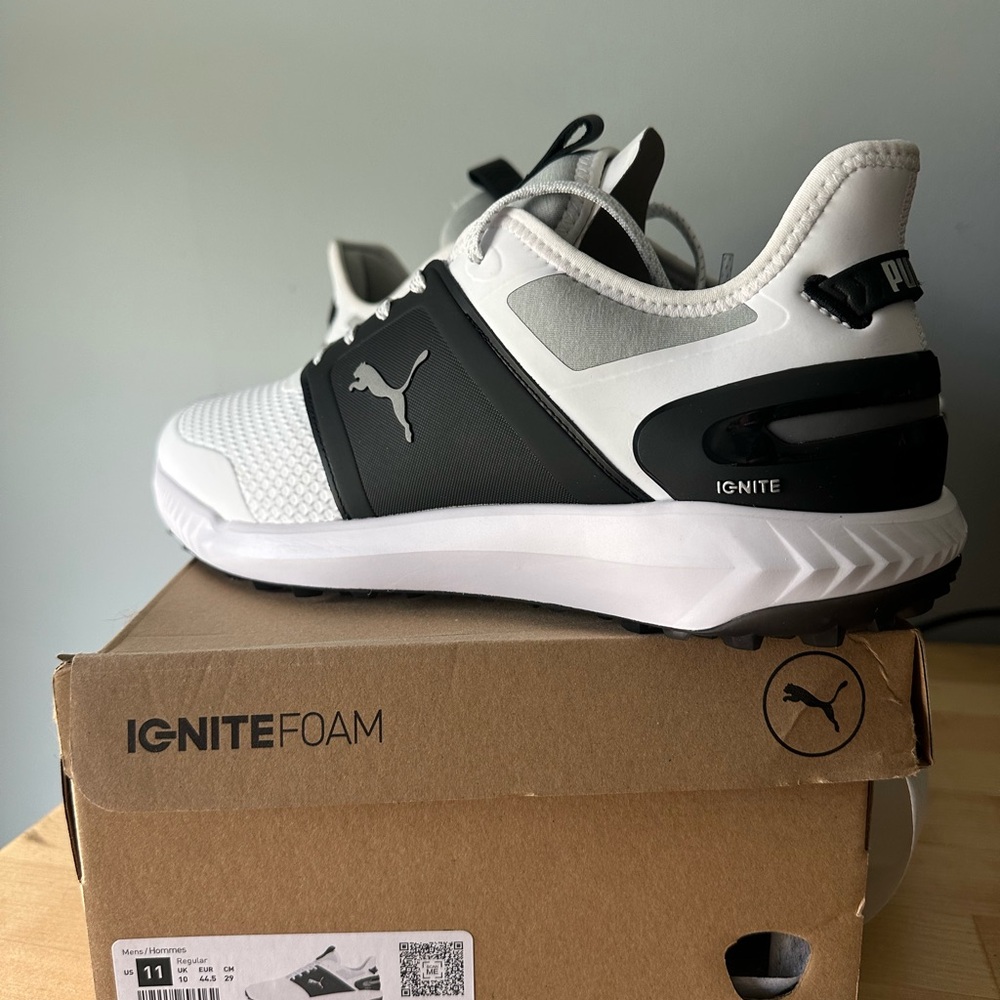 Puma Ignite Elevate Men’s Black and White Golf Shoes NWT